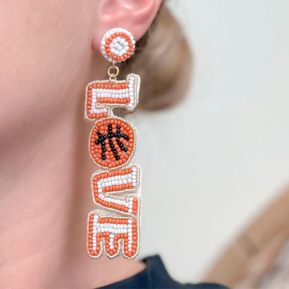 Basketball LOVE Sports Theme Players Fans Beaded Earrings - Picture 2 of 2